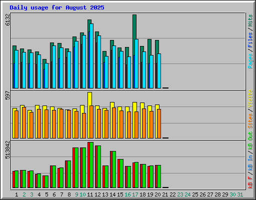 Daily usage for August 2025